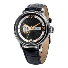 Poljot International 38NH.4280813 Herrenarmbanduhr Automatik Jaros Open Heart Schwarz