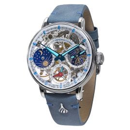 Poljot International 9931.2940771 Herrenuhr Handaufzug Sputnik Graublau/Türkis