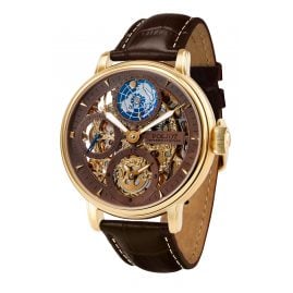 Poljot International 9730.2940654 Men's Watch Double Timer Globetrotter Brown/Gold Tone