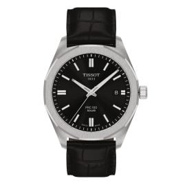 Tissot T1514221605100 Men's Solar Watch PRC 100 with Leather Strap Black