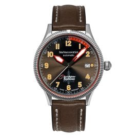 Bauhaus 2556-2 Herrenuhr Aviation BHA Eurofighter Automatik Dunkelbraun