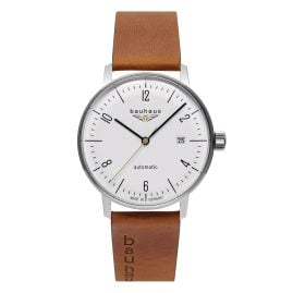 Bauhaus 2062-1 Herren-Armbanduhr Pure Automatik Leder Cognacfarben