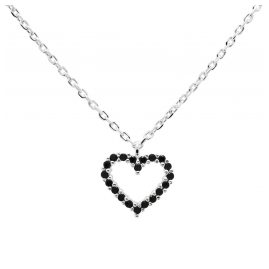 P D Paola C002-221-U Women's Necklace Black Heart Silver
