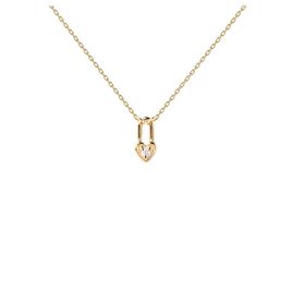 PDPaola CO01-510-U Damen-Halskette Vorhängeschloss Herz Silber vergoldet