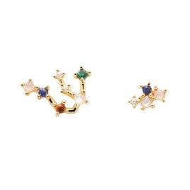 P D Paola AR01-402-U Women's Earrings Star Sign Aquarius Gold Plated Silver