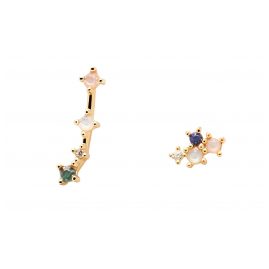 P D Paola AR01-404-U Women's Earrings Star Sign Aries Gold Plated Silver