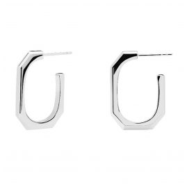 P D Paola AR02-415U Women's Earrings Signature Link Silver Tone