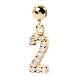 P D Paola CH01-008-U Charm Pendant Numeral 2 gold plated