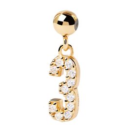 P D Paola CH01-007-U Charm Pendant Numeral 3 gold plated