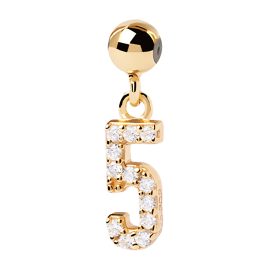 P D Paola CH01-005-U Charm Pendant Numeral 5 gold plated