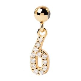 P D Paola CH01-004-U Charm Pendant Numeral 6 gold plated