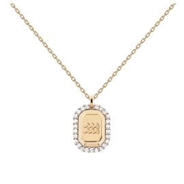 PDPaola CO01-566-U Damen-Halskette Sternzeichen Wassermann Silber vergoldet