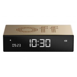 Lexon LR152D Digital Alarm Clock Flip Premium Gold Tone
