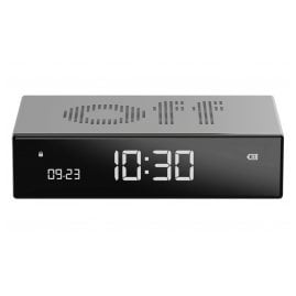 Lexon LR152A Digital Alarm Clock Flip Premium Silver Tone