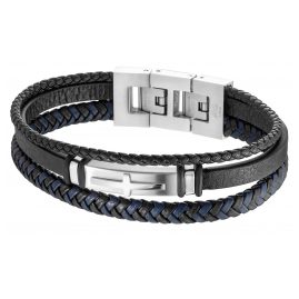 Save Brave SBB-LOGAN-BK Men's Leather Bracelet Blue-Black Logan