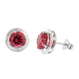 Acalee 70-1049-07 Women's Stud Earrings 925 Silver Ruby Red Cubic Zirconia