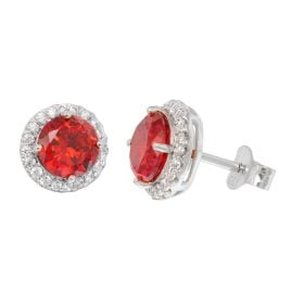 Acalee 70-1047-10 Damen-Ohrringe 925 Silber Zirkonia-Ohrstecker Orangerot