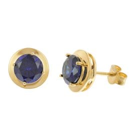 Acalee 70-1050-06 Damen-Ohrstecker 925 Silber Vergoldet Zirkonia Tanzanitblau