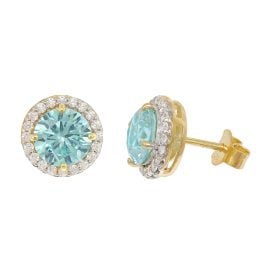 Acalee 70-1048-03 Women's Earrings Gold-Plated 925 Silver Blue Cubic Zirconia