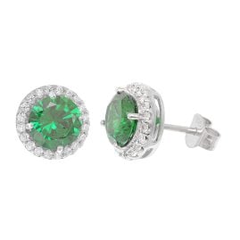 Acalee 70-1047-05 Women's Stud Earrings 925 Silver Green Cubic Zirconia