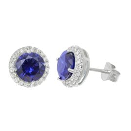 Acalee 70-1047-06 Damen-Ohrringe 925 Silber Zirkonia-Ohrstecker Tanzanitblau