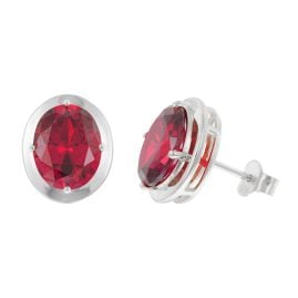 Acalee 70-1051-08 Women's Earrings 925 Silver With Ruby Red Cubic Zirconia