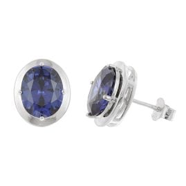 Acalee 70-1051-06 Damen-Ohrringe 925 Silber Zirkonia-Ohrstecker Tanzanitblau