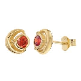 Acalee AC8894-07 Damen Ohrringe 925 Silber Vergoldet Zirkonia-Stecker Rot