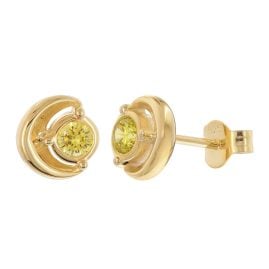 Acalee AC8894-13 Damen Ohrstecker 925 Silber Vergoldet Zirkonia Peridot-Gelb