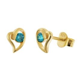 Acalee AC8876-04 Damen Ohrstecker 925 Silber Vergoldet Herz London-Blau