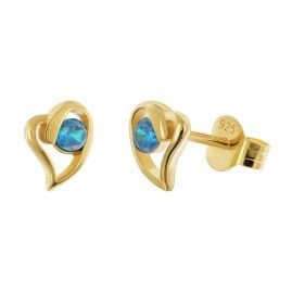 Acalee AC8876-05 Damen-Ohrstecker 925 Silber Vergoldet Herz Saphir-Blau