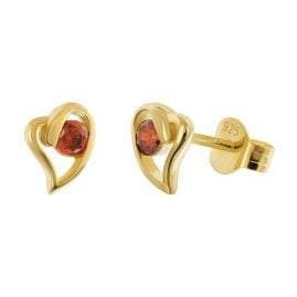 Acalee AC8876-07 Damen Ohrringe 925 Silber Vergoldet Herz Zirkonia Rot