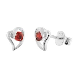 Acalee AC8866-16 Damen Ohrringe 925 Silber Ohrstecker Herz Granatrot