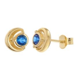 Acalee AC8894-05 Damen Ohrstecker 925 Silber Vergoldet Zirkonia Saphir-Blau