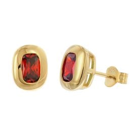 Acalee AC8952-16 Women's Stud Earrings Gold-Plated Silver Red Cubic Zirconia