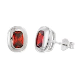 Acalee AC8946-16 Women's Stud Earrings 925 Silver With Red Cubic Zirconia