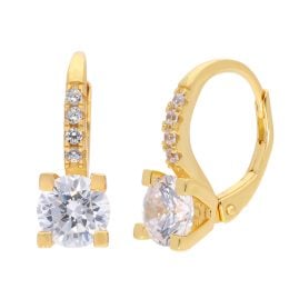 Acalee AC1010-01 Damen-Ohrringe 925 Silber Vergoldet Creolen Zirkonia Weiß