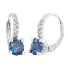 Acalee AC1006-05 Damen-Creolen 925 Silber Ohrringe Zirkonia Saphirblau