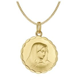 Acalee 50-1025 Madonna Pendant Necklace Gold 333/8K Maria Dolorosa Ø 18 mm