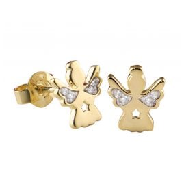 Acalee 70-1010 Earrings for Kids Gold 333 / 8K Angel Cubic Zirconia