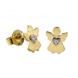 Acalee 70-1011 Children's Stud Earrings Gold 333 / 8K Angel Cubic Zirconia