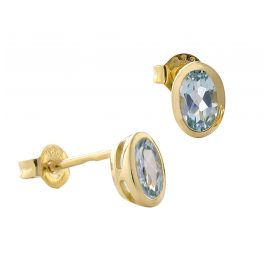 Acalee 70-1014-01 Women's Stud Earrings Gold 333 / 8K Blue Topaz Studs