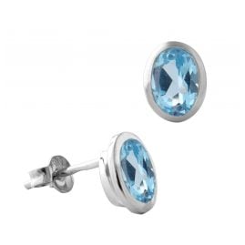 Acalee 70-1024-02 Stud Earrings White Gold 333 / 8K with Topaz Swiss Blue