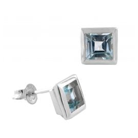 Acalee 70-1021-01 Women's Stud Earrings White Gold 333 / 8K with Topaz