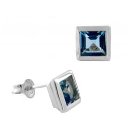 Acalee 70-1021-02 Ladies' Earrings White Gold 333 / 8K with Topaz Swiss Blue