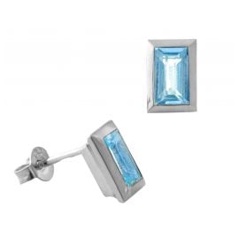 Acalee 70-1023-02 Topaz Earrings White Gold 333 / 8K with Topaz Swiss Blue