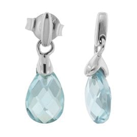 Acalee 70-1037 Ladies' Dangle Earrings White Gold 333 with Blue Topaz