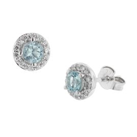 Acalee 70-1042 Ladies' Stud Earrings White Gold 333 with Blue Topaz