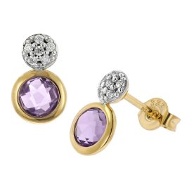 Acalee 70-1039 Women's Stud Earrings Gold 333 with Amethyst