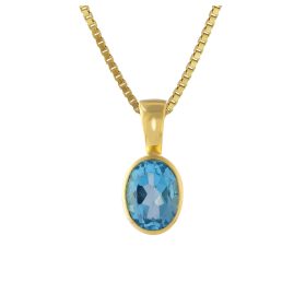 Acalee 80-1010-02 Topaz Swiss Blue Pendant 333 / 8K Gold + Necklace